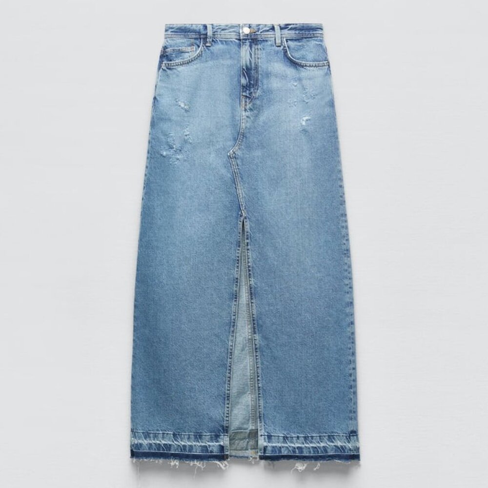 Zara Denim Midi Skirt